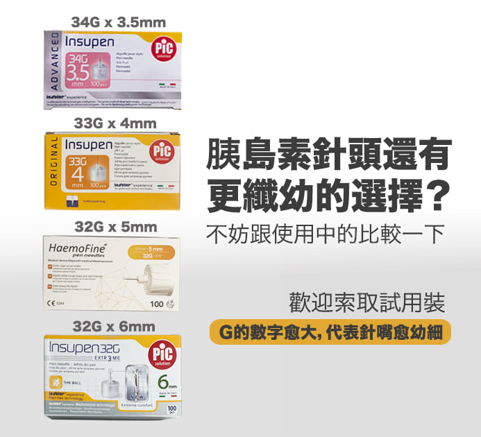 超幼細的胰島素針頭